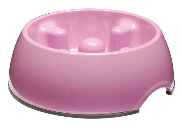 Go Slow! Anti-Gulping Dog Dish Small Pink