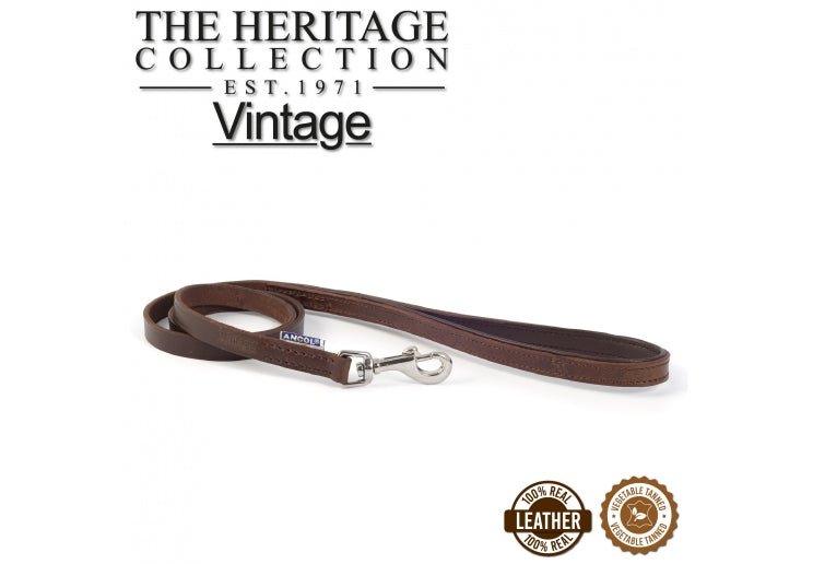 Ancol Vintage Leather Padded Lead