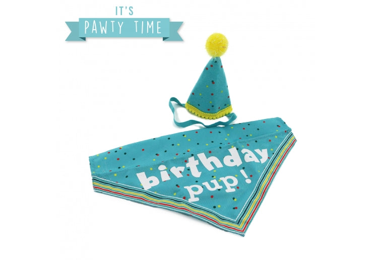 Ancol Birthday Hat and Bandana Blue