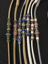 The Showdog Company Hessonite Beaded Leather/Cord Slip Lead 1.5m