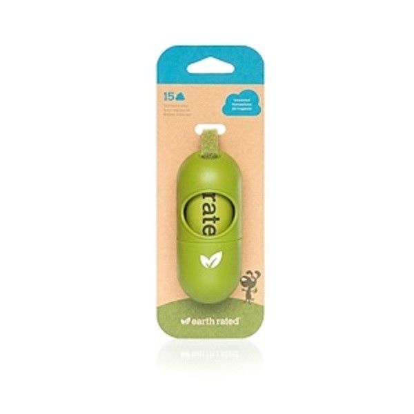 Earth Rated Poop Bag Dispenser with 15 Unscented Poop Bags 