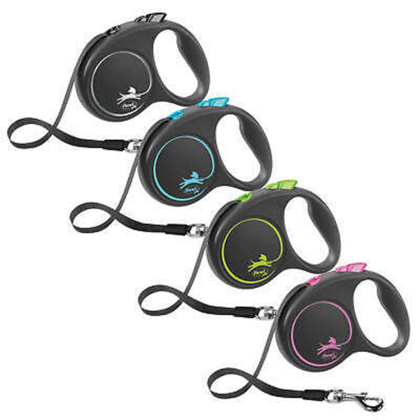 Flexi Black Design Retractable Tape Lead 5 Metre