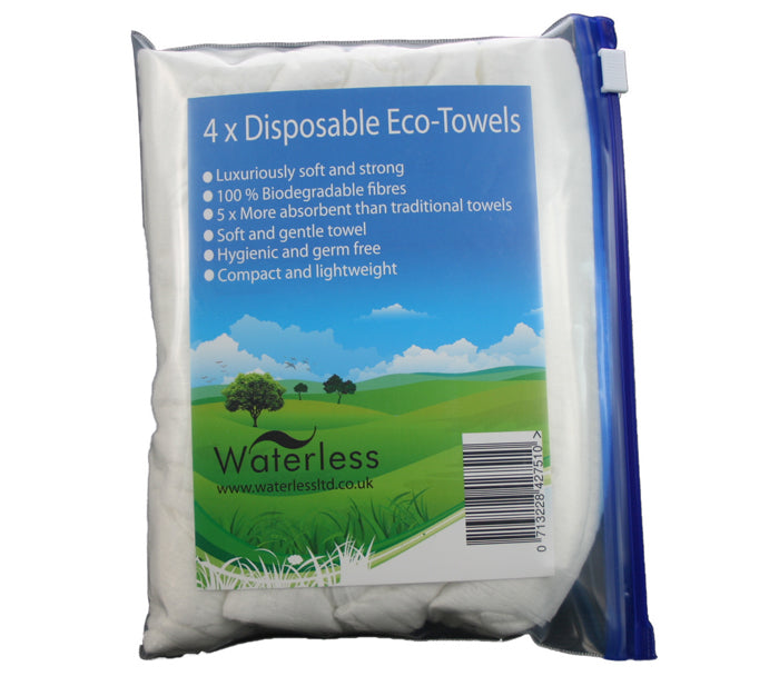 Waterless Disposable Eco-Towels - 4 Pack