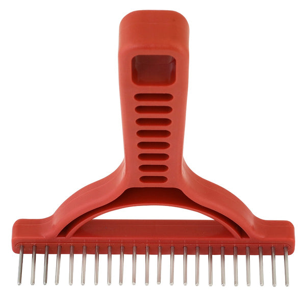The Untangler® Pet Rake with  1” Long Stainless-Steel Rotating Teeth - 40191-RED