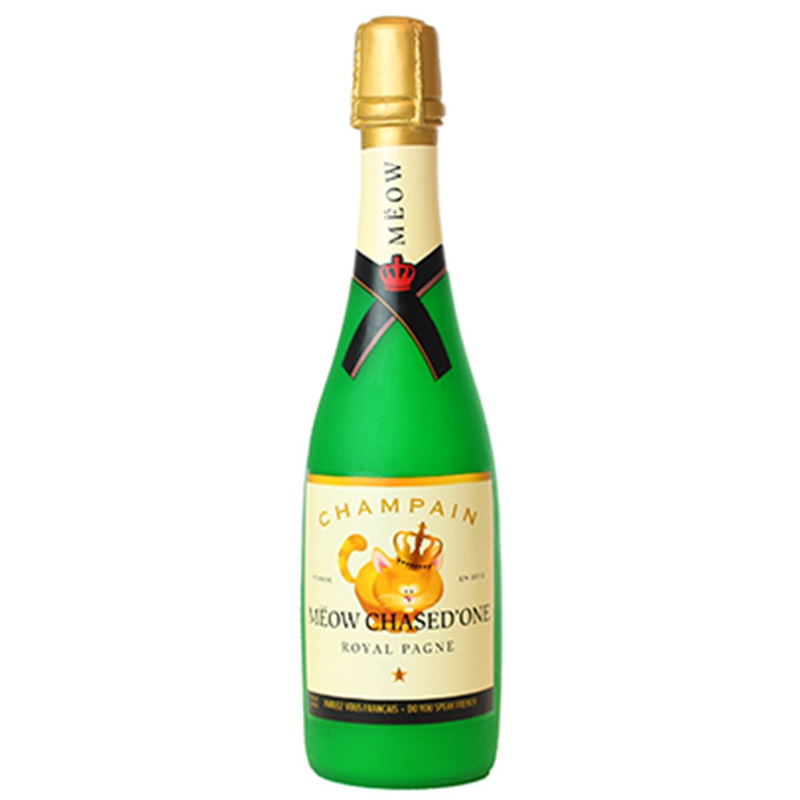 Silly Squeaker Wine Bottle "Meow Chased'One"