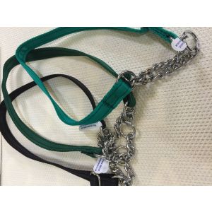 Dajan Adjustable Manhattan style nylon half check collar with chrome chain