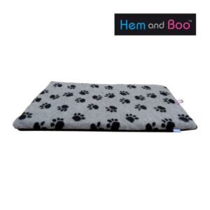 Hem and Boo Fleece Crate Mat Grey and Black