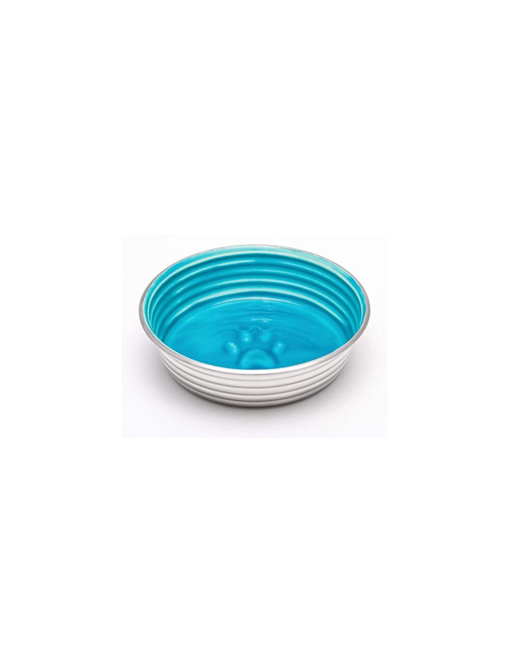 Petcetera Loving Pets Le Bol Glazed Interior Stainless Steel Dog Bowl Non Slip Dishwasher Safe Durable Pet Dish Seine Blue