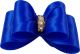 Show Off Ultra Fancy Satin Bow with Three Cubic Zirconias (Electric Blue)
